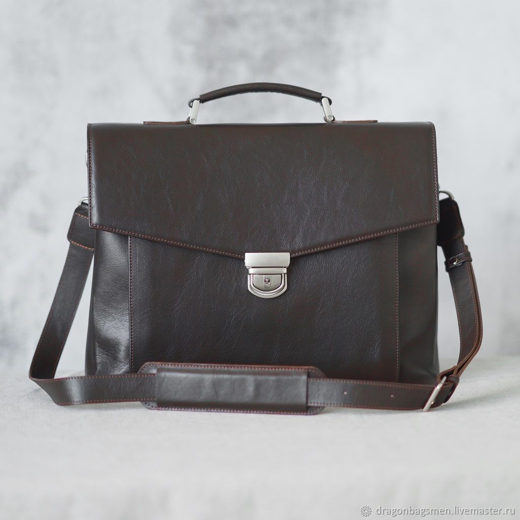 Men's leather briefcase 'Stefan' (dark brown), Brief case, Yaroslavl,  Фото №1