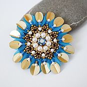 Украшения handmade. Livemaster - original item Round blue brooch with large sequins.. Handmade.