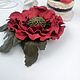 Заказать Брошь из кожи Красный мак. Наталия  Дементьева (ND! Handmade). Ярмарка Мастеров. . Брошь-булавка Фото №3