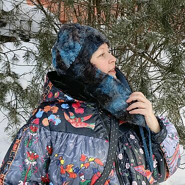 Шапка-ушанка ,,Бирюзовое небо". . Аксессуары ручной работы - Ярмарка Мастеров Аксессуары ручной работы. Ярмарка Мастеров - ручная работа Шапка-ушанка ,,Бирюзовое небо". Handmade.