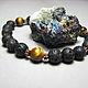 Bracelet with tiger eye and basalt (lava) ' Your rules', Bead bracelet, Moscow,  Фото №1