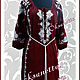Dress in Burgundy linen with white embroidery, Dresses, Slavyansk-on-Kuban,  Фото №1