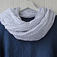 White cotton scarf with blue polka dots, Shawls1, Tomsk,  Фото №1