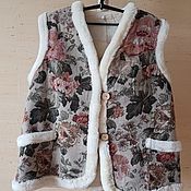 Одежда handmade. Livemaster - original item Women`s vest made of natural sheepskin with fabric. Handmade.