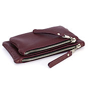 Сумки и аксессуары handmade. Livemaster - original item Double Burgundy Purse pocket Cosmetic bag Clutch Pencil case Marsala. Handmade.