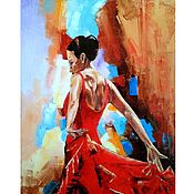 Картины и панно handmade. Livemaster - original item Painting Girl Flamenco Dancer oil, palette knife 50h40. Handmade.