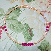 Украшения handmade. Livemaster - original item Necklace with river pearls A and jade with gold 14K Goldfield. Handmade.