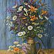 country bouquet. Oil painting wild flowers, Pictures, Moscow,  Фото №1