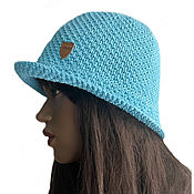 Аксессуары handmade. Livemaster - original item Hat Panama knitted Turquoise. Handmade.