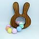 Teething toy with wooden beads silicone Rabbit, Stuffed Toys, Zheleznodorozhny,  Фото №1