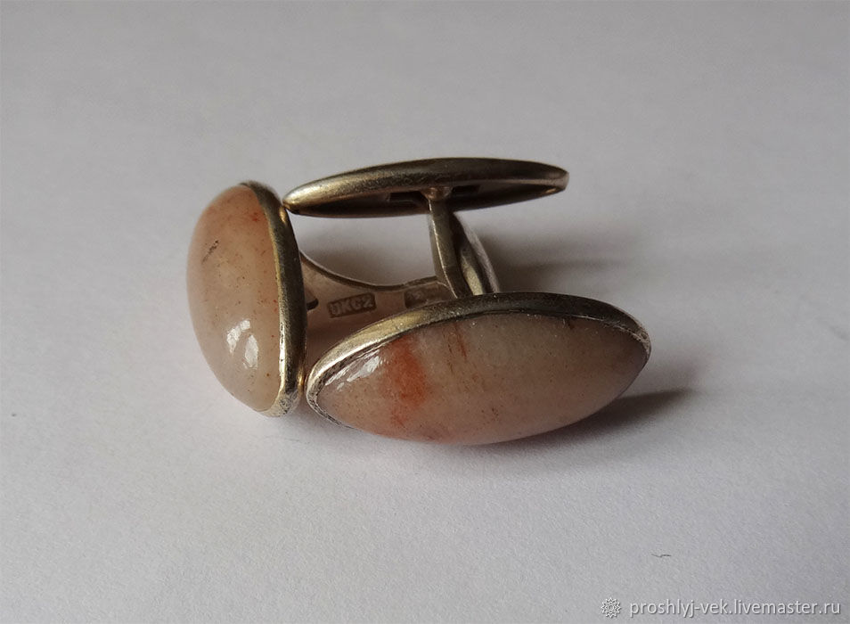 Silver, natural stone, 1950s, Vintage cufflinks, Moscow,  Фото №1