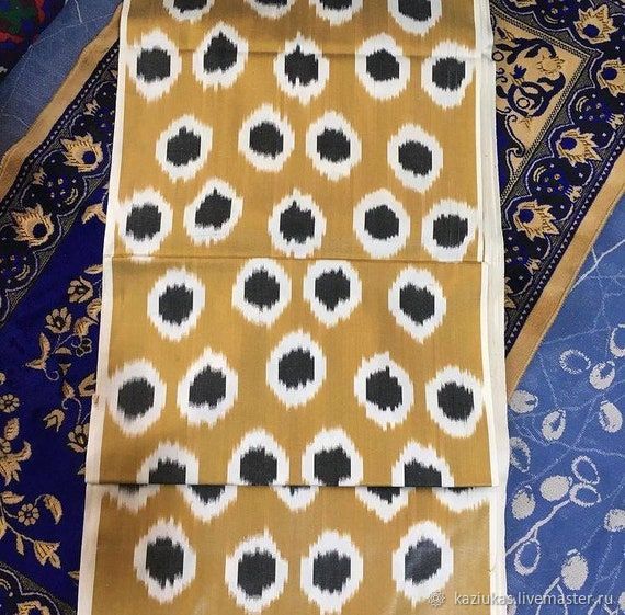 Uzbek silk ikat. The cloth hand weaving of Adras, Fabric, Odintsovo,  Фото №1
