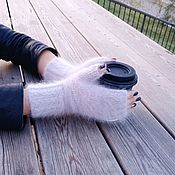 Аксессуары handmade. Livemaster - original item Fluffy knitted mitts made of mink down. Handmade.