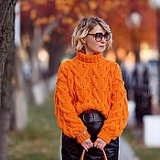 Одежда handmade. Livemaster - original item Jerseys: Women`s knitted sweater in orange color IN STOCK. Handmade.