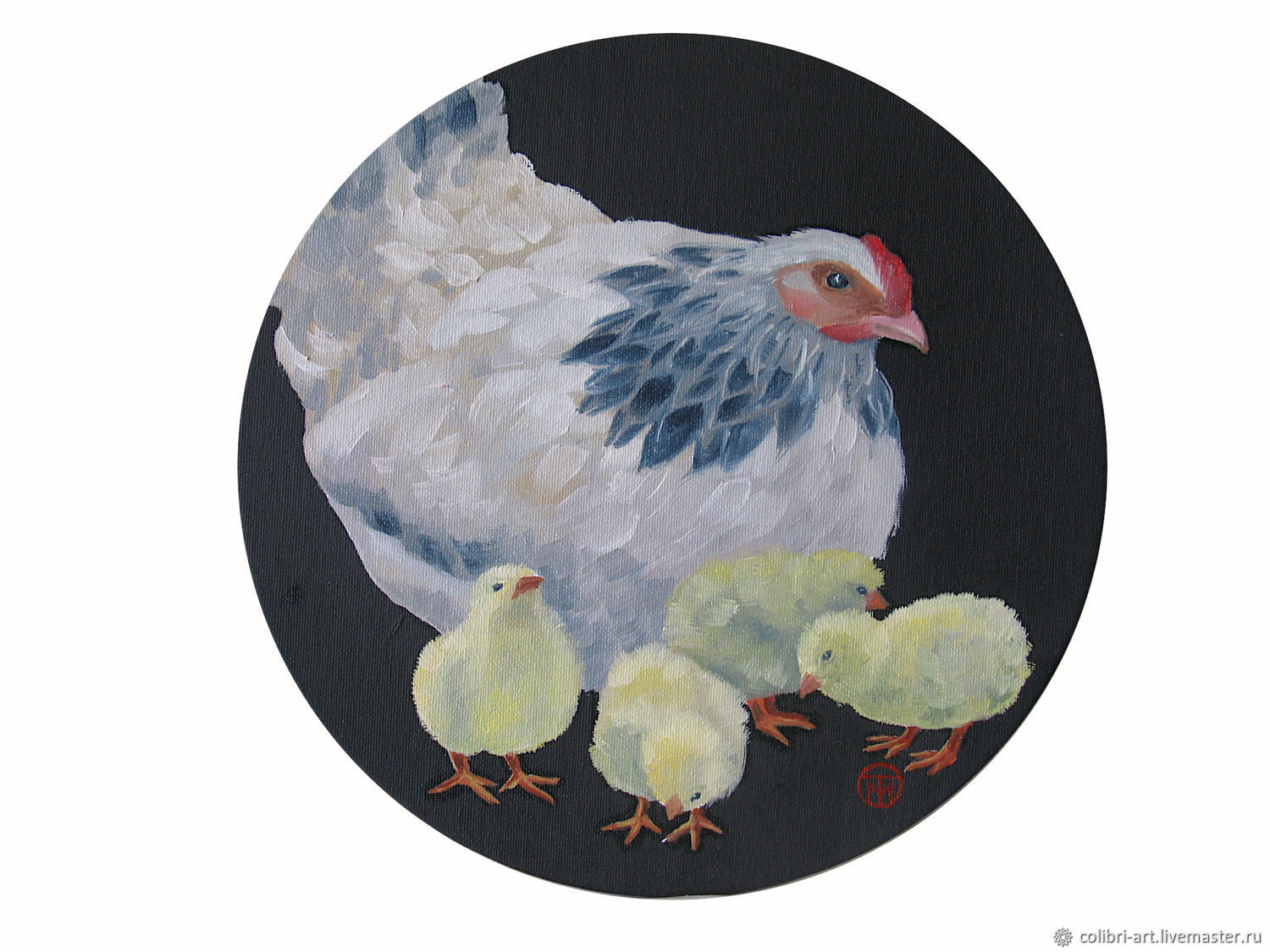 Round Bird oil painting chicken painting with birds, Pictures, St. Petersburg,  Фото №1