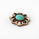 Brooch-the order of 'Turquoise and chocolate'. Brooches. PatinaBeadJewellery. My Livemaster. Фото №4