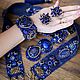 Leather belt 'Royal sapphire', Jewelry Sets, Lviv,  Фото №1