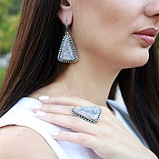Украшения handmade. Livemaster - original item Ophelia Earrings and ring in 925 sterling silver and amethyst SP0069. Handmade.