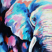 Картины и панно handmade. Livemaster - original item Oil painting with elephant 
