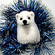 Brooch Umka Bear White felted wool (felted). Felted Toy. Woolen Zoo. My Livemaster. Фото №5