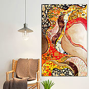 Картины и панно handmade. Livemaster - original item Interior painting in gold colors in the abstract style Klimt. Handmade.