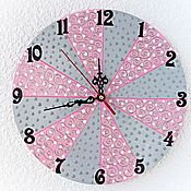 Для дома и интерьера handmade. Livemaster - original item Pink gray wall clock Nursery decor girl. Handmade.