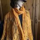 Большой жёлтый шерстяной ажурный шарф, палантин. Шарфы. IRINA GRUDKINA Handmade Knitwear. Ярмарка Мастеров.  Фото №8