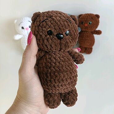 Куклы и игрушки ручной работы. Ярмарка Мастеров - ручная работа Вязаная плюшевая игрушка кот Барсик темно-коричневый, плюшевый котик. Handmade.