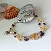 Necklace with amethyst, garnet and pearls
