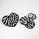 Order Zebra Heart Brooch and Zebra Earrings Black and White Embroidery. Zveva. Livemaster. . Brooches Фото №3