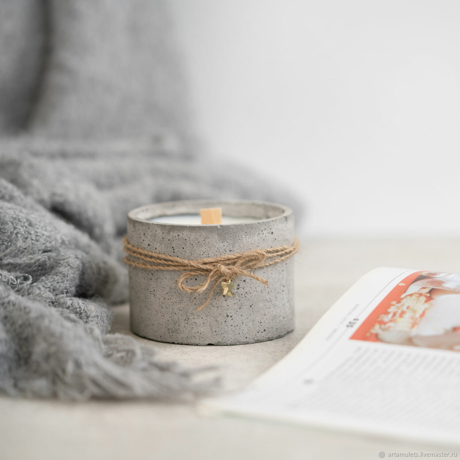 Ароматическая свеча в стакане из бетона – заказать на Ярмарке Мастеров ...