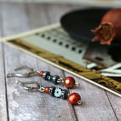 Украшения handmade. Livemaster - original item Classic earrings: black and red with carnelian 