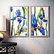 Diptych watercolor 'Irises', Pictures, St. Petersburg,  Фото №1