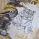 Набор полотенец из рогожки "Тигр" желтый. Полотенца. Анна Молчанова. Интернет-магазин Ярмарка Мастеров.  Фото №2
