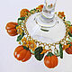 Bracelet with pumpkins and flowers from polymer clay. Decoration with pumpkin, Bead bracelet, Voronezh,  Фото №1