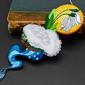 Украшения handmade. Livemaster - original item Snowdrops Spring Embroidered Pendant with Swarovski crystals. Handmade.