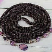 Украшения handmade. Livemaster - original item Lariat of beads with pendants (agate, mother of pearl). Handmade.