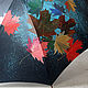 Cane umbrella with hand-painted Autumn leaves and first snow. Umbrellas. UmbrellaFineArt. Online shopping on My Livemaster.  Фото №2