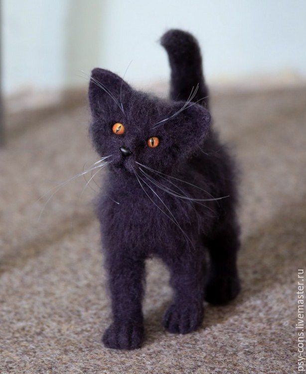 З шерсти. Валяные черные коты. Черный кот валяние. Котенок черный валяный. Валяние из шерсти игрушки черный кот.