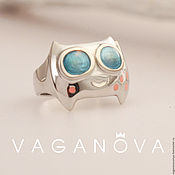 Украшения handmade. Livemaster - original item Ring "Cat" (silver, enamel). Handmade.