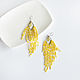 Long yellow beaded earrings with fringe. Earrings. Handmade by Svetlana Sin. My Livemaster. Фото №6