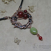 Brooch-fibula: copper with natural stones Nightingale