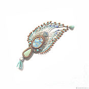 Украшения handmade. Livemaster - original item Pendant (necklace) Feather. Natural turquoise, aquamarine, fringe pendants. Handmade.