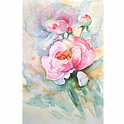 Картины и панно handmade. Livemaster - original item Painting peonies flowers in watercolor. Handmade.
