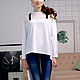 Order Women's T-shirt Long, White Asymmetrical T-shirt with Mesh. Lara (EnigmaStyle). Livemaster. . T-shirts Фото №3