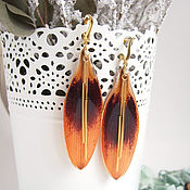 Украшения handmade. Livemaster - original item Earrings with Real Orange Lily Petals Gilt 585 Resin. Handmade.