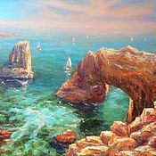 Картины и панно handmade. Livemaster - original item Oil painting Wonder of the world Painting in the interior gift sea rocks sail. Handmade.