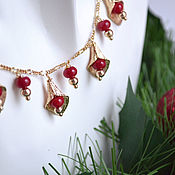 Украшения handmade. Livemaster - original item Necklace and earrings, red coral, Calla gold. Handmade.