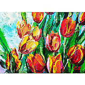 Картины и панно handmade. Livemaster - original item March 8 gift to a woman Oil painting Tulips. Handmade.