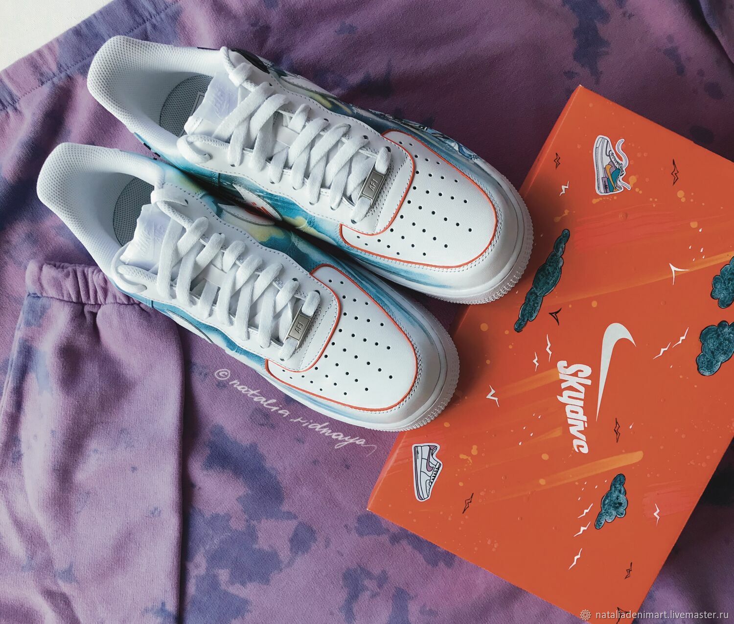 Подарок парашютисту. Кастом кроссовок Nike Air Force Роспись обуви ...